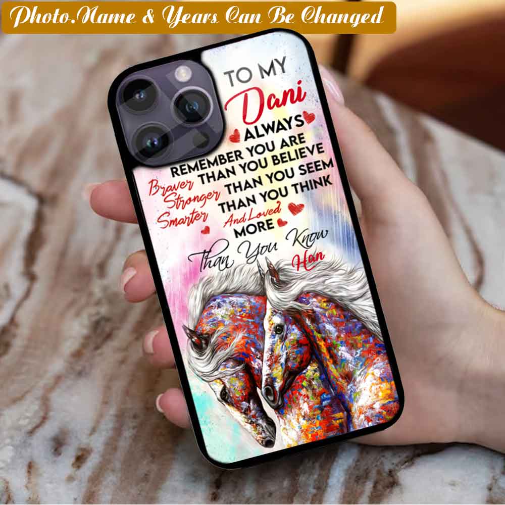 Beautiful Horses - Remember You Are Loved More Than You Know Great- Custom Names - Gift for Family, niece, daughter, son, crush - Custom phone case