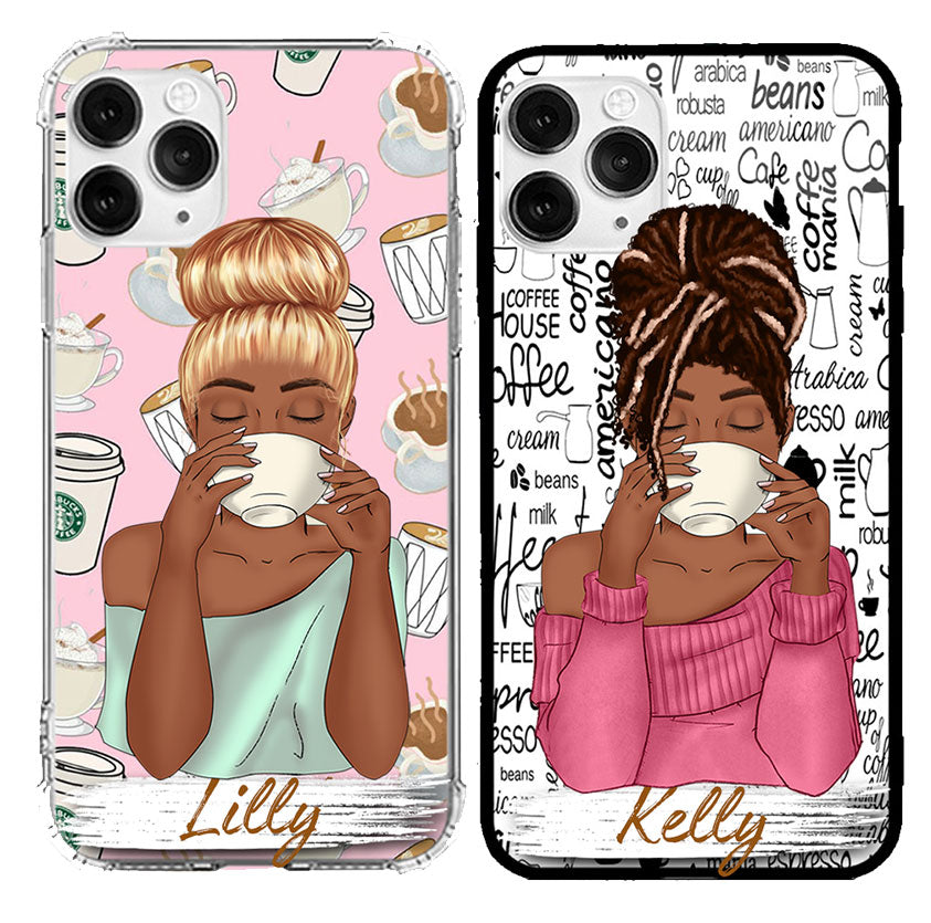Personalize phone case with Coffe Girl- Gift for you, for bestie, friend, family, coffee lover