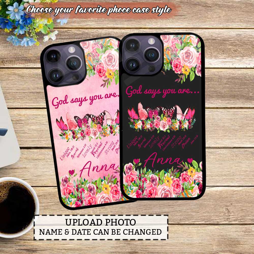 God Says You Are Butterfly Flower - Breast Cancer Gift For Butterfly Lover Gift Custom Phone cas