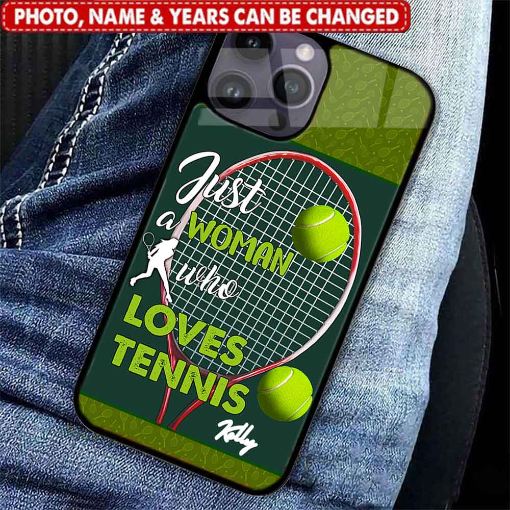 Just a woman who loves tennis- Custom Name -Sporter -Gift for woman, tennis lover, for girlfriend
