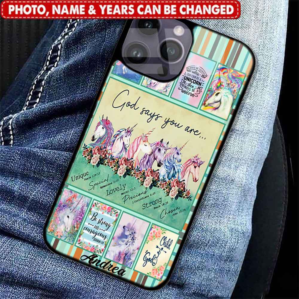 God says you are, unicorn horse lover-Custom Name - Gift for animal lover, Christian-Custom phone case