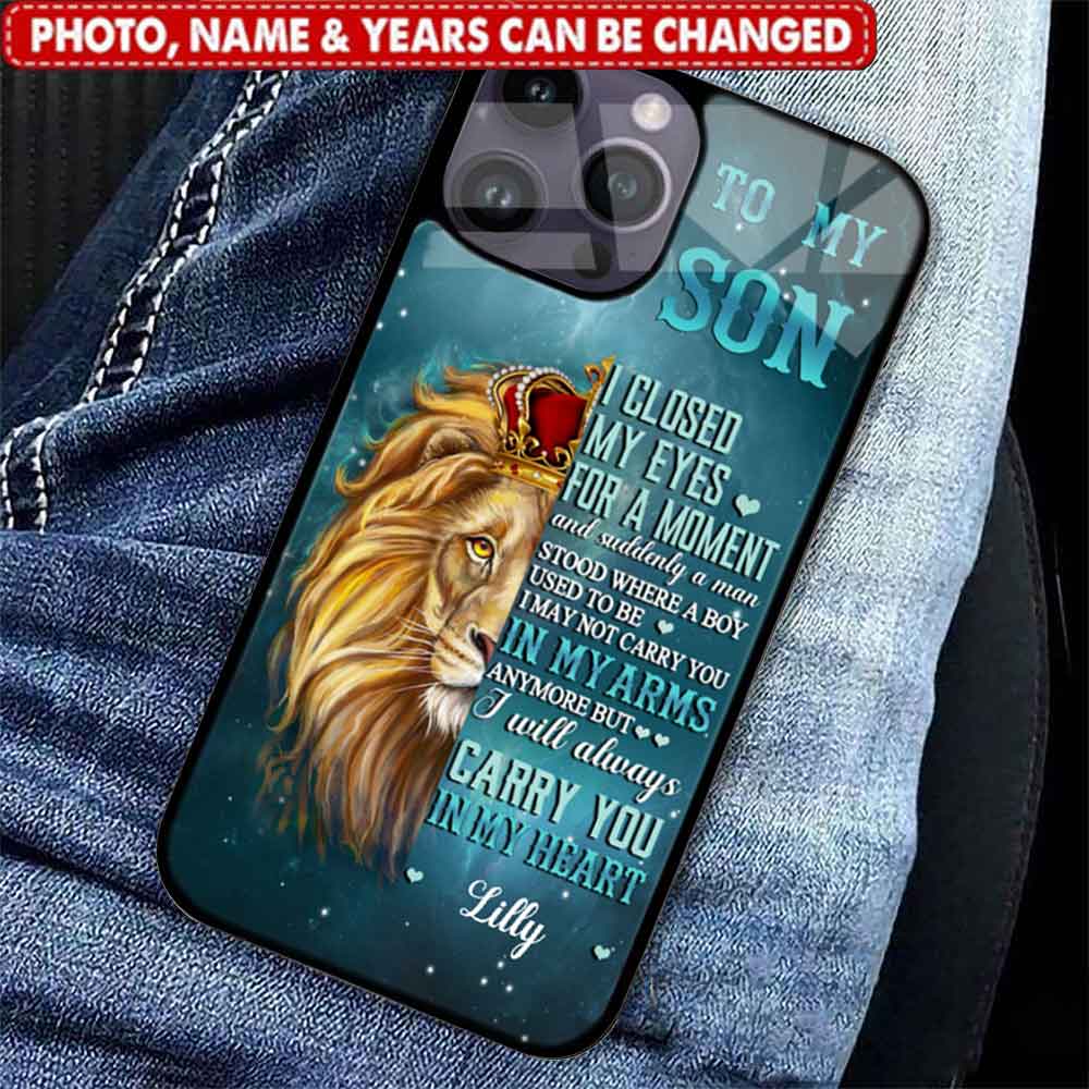 To my son, I will always carry you in my heart - Blue galaxy - Lion King - Custom Name - Gift for son, family Personalize Phone case