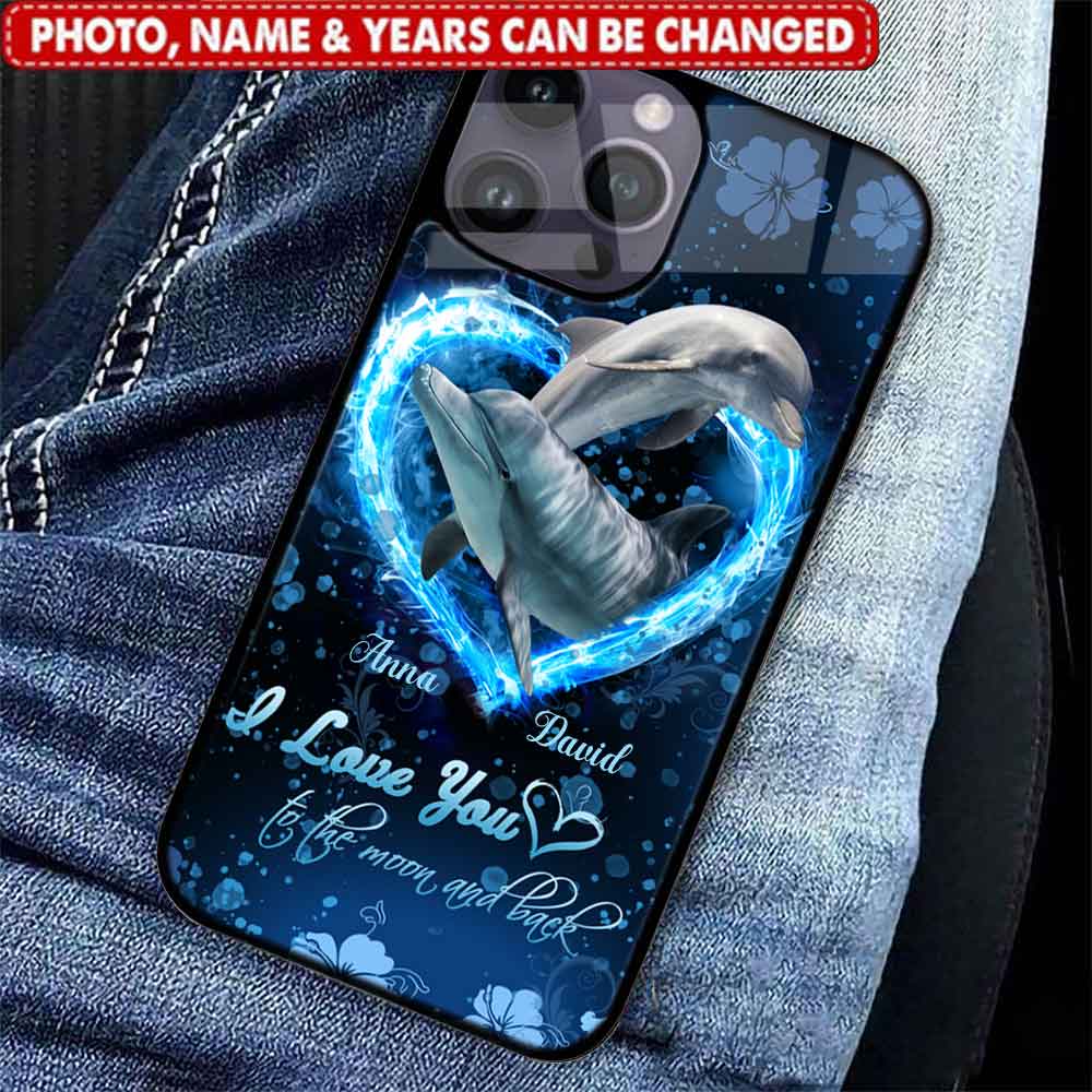 Dolphin Couple I Love You To The Moon And Back phonecasecustom.com