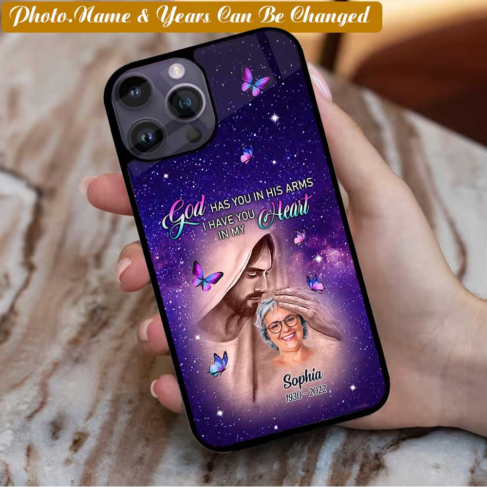 Memorial Gift, Upload Photo God Has You In His Arms, I Have You In My Heart Personalized Upload Photo Phone Case - Memorial Gift phonecasecustom.com