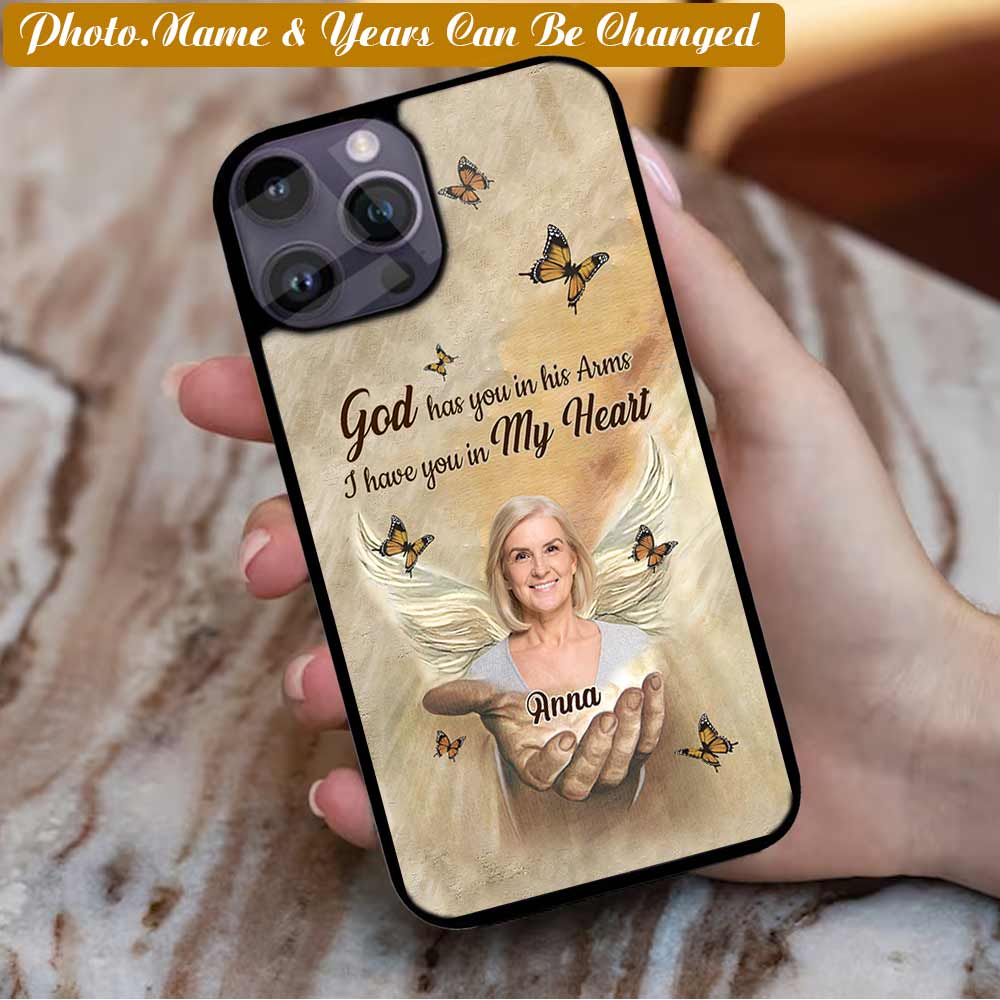 Memorial Gift, Upload Photo God has you in his Arms Phone Case phonecasecustom.com