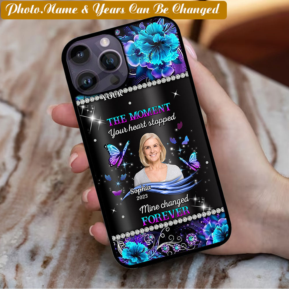 The Moment Your Heart Stopped Mine Changed Forever Memorial Phone Case - Personalized Glass Phone Case