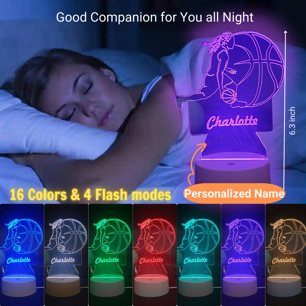 3D Illusion Lamp Basketball Woman03 Player, 3D Night Light Woman Shoot Basketball with Remote Control Desk Visual Lamp 16 Changeable Colors Birthday Gifts Night Lights for Girls Kids Home Décor