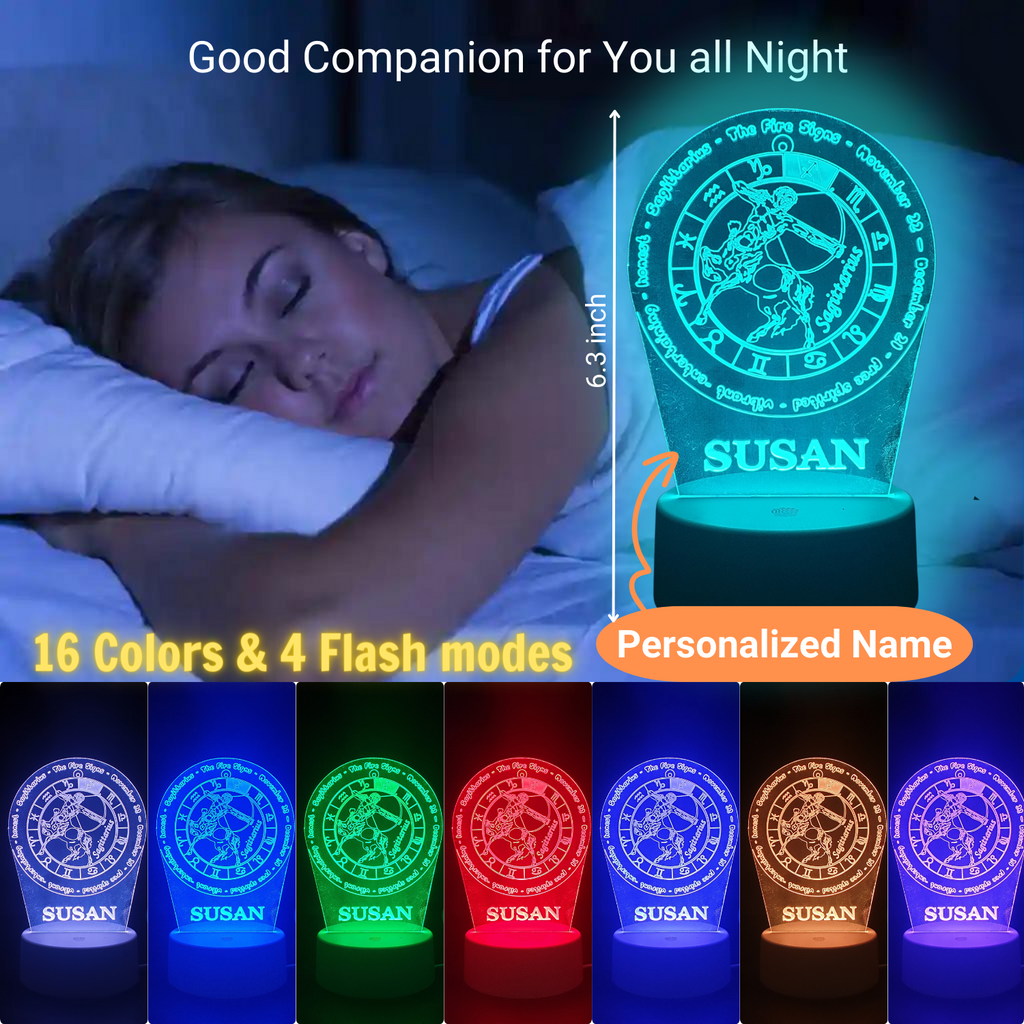 3D Illusion Lamp Zodiac Sagittarius Sign02 with Remote Control Desk Visual Lamp 16 Changeable Colors Birthday Gifts Night Lights for you, for friend, for Kids Home Décor