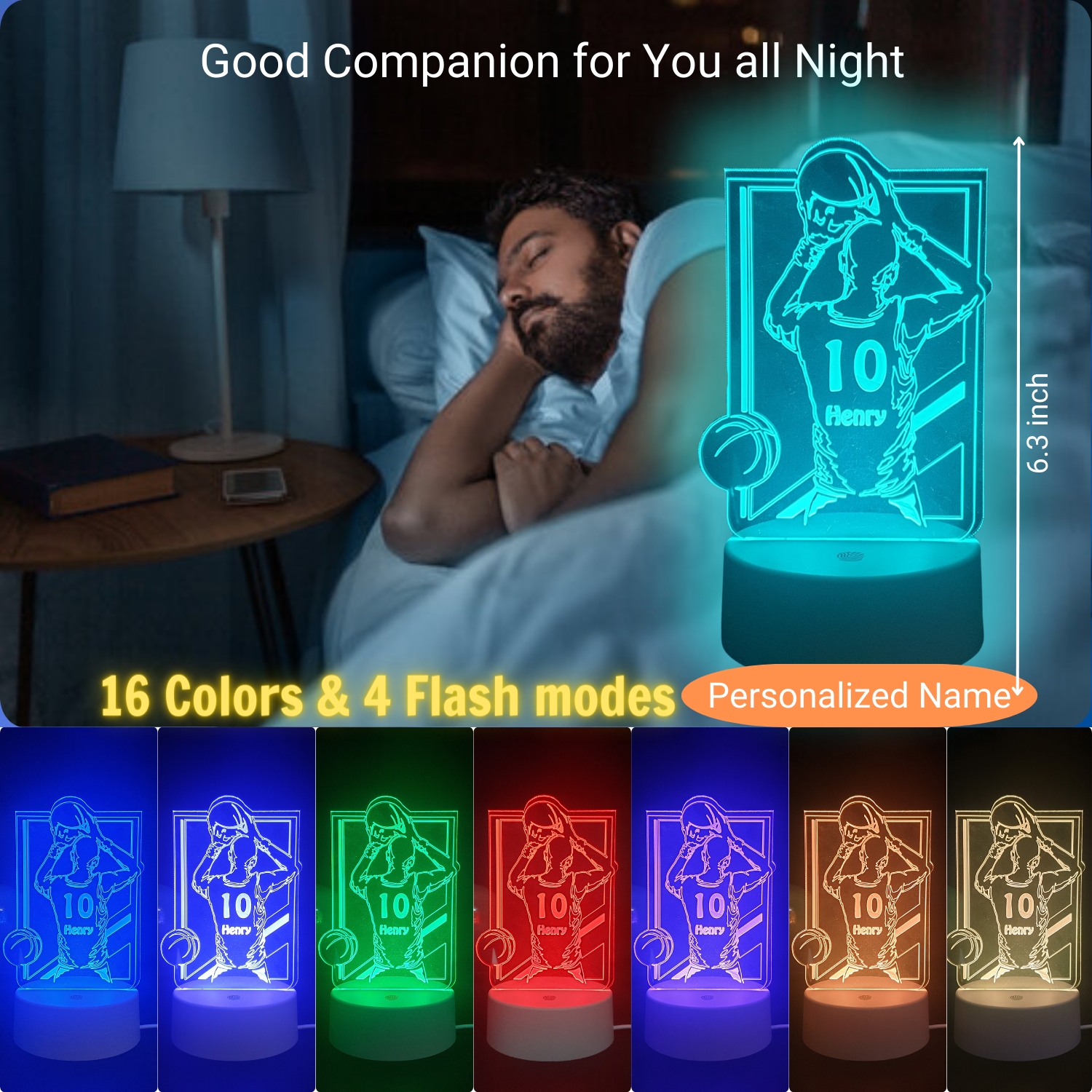 3D Illusion Lamp Basketballman04 Player, 3D Night Light Basketballman with Remote Control Desk Visual Lamp 16 Changeable Colors Birthday Gifts Night Lights for Man or Kids Home Décor