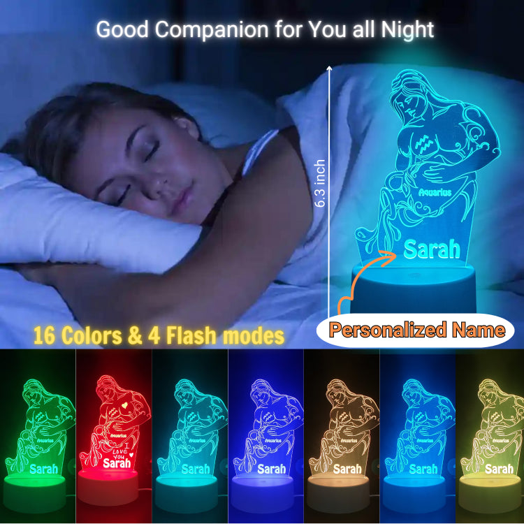 3D Illusion Lamp Zodiac Aquarius Sign01 with Remote Control Desk Visual Lamp 16 Changeable Colors Birthday Gifts Night Lights for you, for friend, for Kids Home Décor