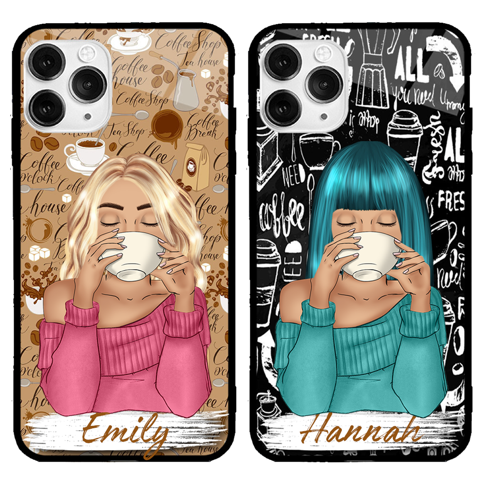 Personalize phone case with Coffe Girl- Gift for you, for bestie, friend, family, coffee lover